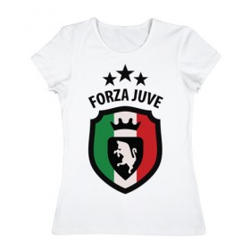 Женская футболка хлопок с принтом Forza Juventus в Санкт-Петербурге, 100% хлопок | прямой крой, круглый вырез горловины, длина до линии бедер, слегка спущенное плечо | forza | juventus | футбол