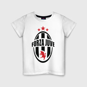 Детская футболка хлопок с принтом Forza Juventus в Санкт-Петербурге, 100% хлопок | круглый вырез горловины, полуприлегающий силуэт, длина до линии бедер | forza | juventus | футбол