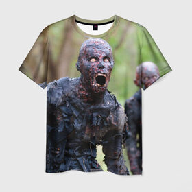 Мужская футболка 3D с принтом Zombie в Санкт-Петербурге, 100% полиэфир | прямой крой, круглый вырез горловины, длина до линии бедер | walking dead | zombie | зомби | ходячие мертвецы