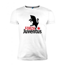 Мужская футболка премиум с принтом Forza Juventus в Санкт-Петербурге, 92% хлопок, 8% лайкра | приталенный силуэт, круглый вырез ворота, длина до линии бедра, короткий рукав | juventus | ювентус
