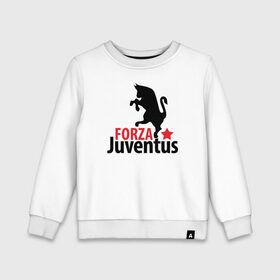 Детский свитшот хлопок с принтом Forza Juventus в Санкт-Петербурге, 100% хлопок | круглый вырез горловины, эластичные манжеты, пояс и воротник | juventus | ювентус