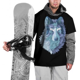 Накидка на куртку 3D с принтом Седой волк в Санкт-Петербурге, 100% полиэстер |  | Тематика изображения на принте: взгляд | волк | животные | лес | охота | природа | хищник