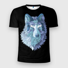 Мужская футболка 3D спортивная с принтом Седой волк в Санкт-Петербурге, 100% полиэстер с улучшенными характеристиками | приталенный силуэт, круглая горловина, широкие плечи, сужается к линии бедра | Тематика изображения на принте: взгляд | волк | животные | лес | охота | природа | хищник