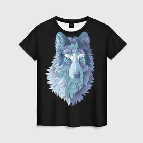Женская футболка 3D с принтом Седой волк в Санкт-Петербурге, 100% полиэфир ( синтетическое хлопкоподобное полотно) | прямой крой, круглый вырез горловины, длина до линии бедер | взгляд | волк | животные | лес | охота | природа | хищник