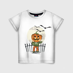 Детская футболка 3D с принтом Halloween в Санкт-Петербурге, 100% гипоаллергенный полиэфир | прямой крой, круглый вырез горловины, длина до линии бедер, чуть спущенное плечо, ткань немного тянется | halloween | вампир | ведьма | кошка | луна | магия | новинки | ночь | тыква | хэллоуин