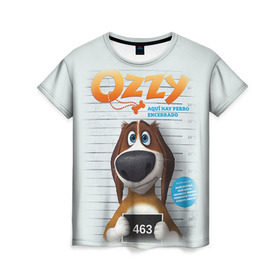Женская футболка 3D с принтом Ozzy в Санкт-Петербурге, 100% полиэфир ( синтетическое хлопкоподобное полотно) | прямой крой, круглый вырез горловины, длина до линии бедер | dog | fast furry | бигль | большой собачий побег | мартин | мультфильм | оззи | побег | свободу разношерстным | собака
