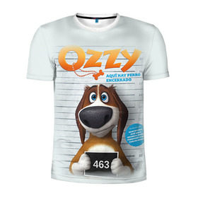 Мужская футболка 3D спортивная с принтом Ozzy в Санкт-Петербурге, 100% полиэстер с улучшенными характеристиками | приталенный силуэт, круглая горловина, широкие плечи, сужается к линии бедра | dog | fast furry | бигль | большой собачий побег | мартин | мультфильм | оззи | побег | свободу разношерстным | собака
