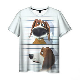 Мужская футболка 3D с принтом Разыскивается пёс в Санкт-Петербурге, 100% полиэфир | прямой крой, круглый вырез горловины, длина до линии бедер | Тематика изображения на принте: dog | fast furry | бигль | большой собачий побег | мартин | мультфильм | оззи | побег | свободу разношерстным | собака