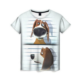 Женская футболка 3D с принтом Разыскивается пёс в Санкт-Петербурге, 100% полиэфир ( синтетическое хлопкоподобное полотно) | прямой крой, круглый вырез горловины, длина до линии бедер | dog | fast furry | бигль | большой собачий побег | мартин | мультфильм | оззи | побег | свободу разношерстным | собака
