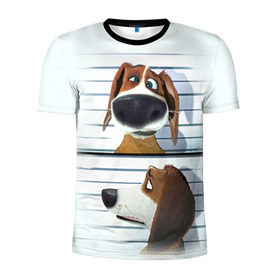 Мужская футболка 3D спортивная с принтом Разыскивается пёс в Санкт-Петербурге, 100% полиэстер с улучшенными характеристиками | приталенный силуэт, круглая горловина, широкие плечи, сужается к линии бедра | Тематика изображения на принте: dog | fast furry | бигль | большой собачий побег | мартин | мультфильм | оззи | побег | свободу разношерстным | собака