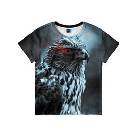 Детская футболка 3D с принтом Ночной орёл в Санкт-Петербурге, 100% гипоаллергенный полиэфир | прямой крой, круглый вырез горловины, длина до линии бедер, чуть спущенное плечо, ткань немного тянется | глаз | крылья | орёл | пернатые | перья | природа | птица