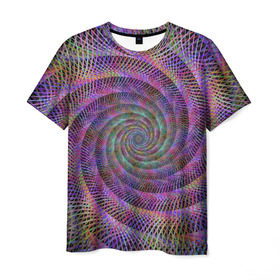Мужская футболка 3D с принтом Спираль в Санкт-Петербурге, 100% полиэфир | прямой крой, круглый вырез горловины, длина до линии бедер | Тематика изображения на принте: абстракция | арт | гипноз | кислота | спираль
