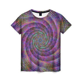 Женская футболка 3D с принтом Спираль в Санкт-Петербурге, 100% полиэфир ( синтетическое хлопкоподобное полотно) | прямой крой, круглый вырез горловины, длина до линии бедер | абстракция | арт | гипноз | кислота | спираль