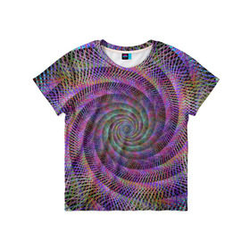 Детская футболка 3D с принтом Спираль в Санкт-Петербурге, 100% гипоаллергенный полиэфир | прямой крой, круглый вырез горловины, длина до линии бедер, чуть спущенное плечо, ткань немного тянется | Тематика изображения на принте: абстракция | арт | гипноз | кислота | спираль