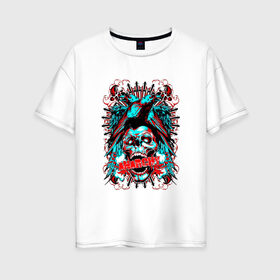 Женская футболка хлопок Oversize с принтом Анархия в Санкт-Петербурге, 100% хлопок | свободный крой, круглый ворот, спущенный рукав, длина до линии бедер
 | anarchy | skull | ворон