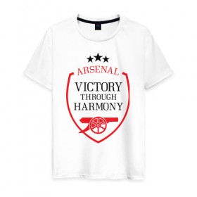 Мужская футболка хлопок с принтом Arsenal в Санкт-Петербурге, 100% хлопок | прямой крой, круглый вырез горловины, длина до линии бедер, слегка спущенное плечо. | 