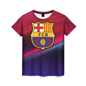 Женская футболка 3D с принтом ФК Барселона в Санкт-Петербурге, 100% полиэфир ( синтетическое хлопкоподобное полотно) | прямой крой, круглый вырез горловины, длина до линии бедер | барселона | болельщик | испания | каталония | футбол | футболист