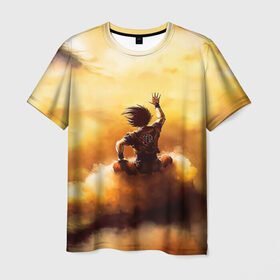 Мужская футболка 3D с принтом Cloud в Санкт-Петербурге, 100% полиэфир | прямой крой, круглый вырез горловины, длина до линии бедер | anime | dragon ball | goku | аниме | вегета | гоку | драконий жемчуг | жемчуг дракона