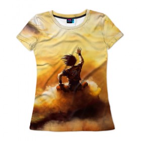 Женская футболка 3D с принтом Cloud в Санкт-Петербурге, 100% полиэфир ( синтетическое хлопкоподобное полотно) | прямой крой, круглый вырез горловины, длина до линии бедер | anime | dragon ball | goku | аниме | вегета | гоку | драконий жемчуг | жемчуг дракона