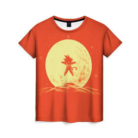 Женская футболка 3D с принтом Moon в Санкт-Петербурге, 100% полиэфир ( синтетическое хлопкоподобное полотно) | прямой крой, круглый вырез горловины, длина до линии бедер | anime | dragon ball | goku | аниме | гоку | драконий жемчуг | жемчуг дракона