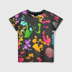 Детская футболка 3D с принтом Игра красок в Санкт-Петербурге, 100% гипоаллергенный полиэфир | прямой крой, круглый вырез горловины, длина до линии бедер, чуть спущенное плечо, ткань немного тянется | кляксы | пятна | разноцветный | яркий