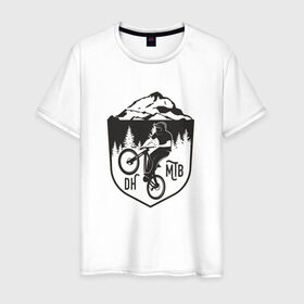 Мужская футболка хлопок с принтом Downhill mountain bike в Санкт-Петербурге, 100% хлопок | прямой крой, круглый вырез горловины, длина до линии бедер, слегка спущенное плечо. | iceberg