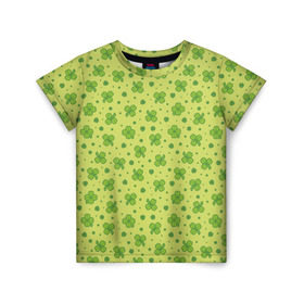 Детская футболка 3D с принтом Клевер в Санкт-Петербурге, 100% гипоаллергенный полиэфир | прямой крой, круглый вырез горловины, длина до линии бедер, чуть спущенное плечо, ткань немного тянется | арт | зелень | клевер | праздник | растение | святой патрик