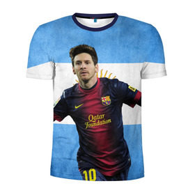 Мужская футболка 3D спортивная с принтом Messi from Argentina в Санкт-Петербурге, 100% полиэстер с улучшенными характеристиками | приталенный силуэт, круглая горловина, широкие плечи, сужается к линии бедра | аргентина | барселона | месси | футбол