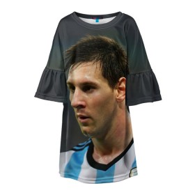 Детское платье 3D с принтом Leo Messi в Санкт-Петербурге, 100% полиэстер | прямой силуэт, чуть расширенный к низу. Круглая горловина, на рукавах — воланы | fc barcelona | football | lionel messi | messi | аргентина | барса | лео месси | фк барселона | футбол