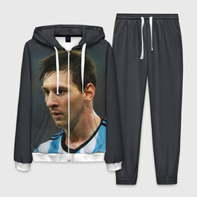 Мужской костюм 3D с принтом Leo Messi в Санкт-Петербурге, 100% полиэстер | Манжеты и пояс оформлены тканевой резинкой, двухслойный капюшон со шнурком для регулировки, карманы спереди | fc barcelona | football | lionel messi | messi | аргентина | барса | лео месси | фк барселона | футбол