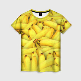 Женская футболка 3D с принтом Бананчики в Санкт-Петербурге, 100% полиэфир ( синтетическое хлопкоподобное полотно) | прямой крой, круглый вырез горловины, длина до линии бедер | бананчики | бананы