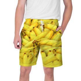 Мужские шорты 3D с принтом Бананчики в Санкт-Петербурге,  полиэстер 100% | прямой крой, два кармана без застежек по бокам. Мягкая трикотажная резинка на поясе, внутри которой широкие завязки. Длина чуть выше колен | Тематика изображения на принте: бананчики | бананы