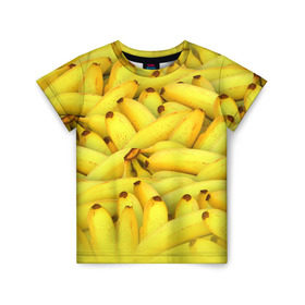 Детская футболка 3D с принтом Бананчики в Санкт-Петербурге, 100% гипоаллергенный полиэфир | прямой крой, круглый вырез горловины, длина до линии бедер, чуть спущенное плечо, ткань немного тянется | бананчики | бананы