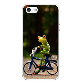 Чехол для iPhone 5/5S матовый с принтом Лягушка в Санкт-Петербурге, Силикон | Область печати: задняя сторона чехла, без боковых панелей | велосипед | жаба | животные | лягушка | мини | фигурка