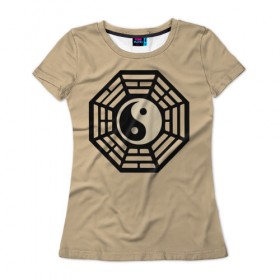 Женская футболка 3D с принтом Символ гармонии в Санкт-Петербурге, 100% полиэфир ( синтетическое хлопкоподобное полотно) | прямой крой, круглый вырез горловины, длина до линии бедер | азия | духовность | мистика | на макете изображён символ гармонии. знак | символ