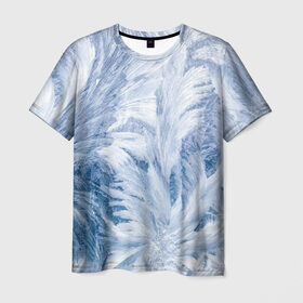 Мужская футболка 3D с принтом Морозные узоры в Санкт-Петербурге, 100% полиэфир | прямой крой, круглый вырез горловины, длина до линии бедер | frost | happy | new | year | год | иней | мороз | новогодние | новый | снег