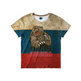 Детская футболка 3D с принтом This is Russia в Санкт-Петербурге, 100% гипоаллергенный полиэфир | прямой крой, круглый вырез горловины, длина до линии бедер, чуть спущенное плечо, ткань немного тянется | медведь | мишка | патриот | патриотизм | россия | руский | рф | страна | ярусский
