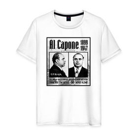 Мужская футболка хлопок с принтом Аль Капоне в Санкт-Петербурге, 100% хлопок | прямой крой, круглый вырез горловины, длина до линии бедер, слегка спущенное плечо. | al capone | аль капоне | гангстер | мафия | чикаго