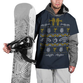 Накидка на куртку 3D с принтом Новогодний свитер Чужой в Санкт-Петербурге, 100% полиэстер |  | alien | new year | новогодний