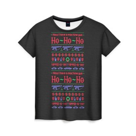 Женская футболка 3D с принтом Новогодний свитер Крепкий орешек в Санкт-Петербурге, 100% полиэфир ( синтетическое хлопкоподобное полотно) | прямой крой, круглый вырез горловины, длина до линии бедер | 2017 | new year | крепкий | новогодний | орешек
