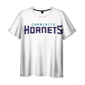 Мужская футболка 3D с принтом Charlotte Hornets в Санкт-Петербурге, 100% полиэфир | прямой крой, круглый вырез горловины, длина до линии бедер | 