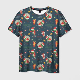 Мужская футболка 3D с принтом Гринч в Санкт-Петербурге, 100% полиэфир | прямой крой, круглый вырез горловины, длина до линии бедер | ангел | ёлка | ель | зима | колокольчик | нг | новый год | олень | рождество | санта | снег