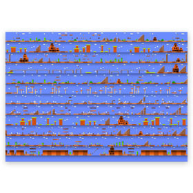Поздравительная открытка с принтом Super Mario world в Санкт-Петербурге, 100% бумага | плотность бумаги 280 г/м2, матовая, на обратной стороне линовка и место для марки
 | nintendo | марио | нинтендо