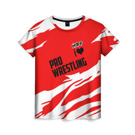 Женская футболка 3D с принтом НФР: I Love Pro Wrestling в Санкт-Петербурге, 100% полиэфир ( синтетическое хлопкоподобное полотно) | прямой крой, круглый вырез горловины, длина до линии бедер | danger zone | iwf | wrestling | нфр | опасная зона | реслинг | рестлинг