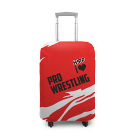 Чехол для чемодана 3D с принтом НФР: I Love Pro Wrestling в Санкт-Петербурге, 86% полиэфир, 14% спандекс | двустороннее нанесение принта, прорези для ручек и колес | danger zone | iwf | wrestling | нфр | опасная зона | реслинг | рестлинг
