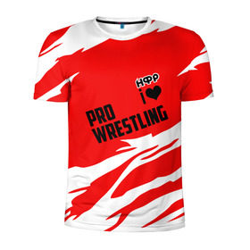 Мужская футболка 3D спортивная с принтом НФР: I Love Pro Wrestling в Санкт-Петербурге, 100% полиэстер с улучшенными характеристиками | приталенный силуэт, круглая горловина, широкие плечи, сужается к линии бедра | danger zone | iwf | wrestling | нфр | опасная зона | реслинг | рестлинг