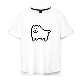 Мужская футболка хлопок Oversize с принтом Undertale game doge в Санкт-Петербурге, 100% хлопок | свободный крой, круглый ворот, “спинка” длиннее передней части | Тематика изображения на принте: dog | андертейл | подземелье | собака