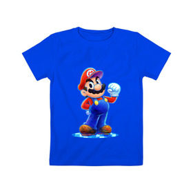 Детская футболка хлопок с принтом Mario в Санкт-Петербурге, 100% хлопок | круглый вырез горловины, полуприлегающий силуэт, длина до линии бедер | nintendo | марио | нинтендо