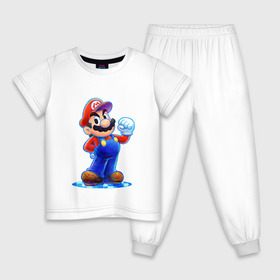Детская пижама хлопок с принтом Mario в Санкт-Петербурге, 100% хлопок |  брюки и футболка прямого кроя, без карманов, на брюках мягкая резинка на поясе и по низу штанин
 | nintendo | марио | нинтендо