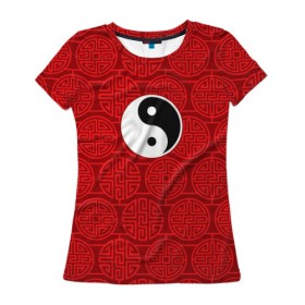 Женская футболка 3D с принтом Yin Yang в Санкт-Петербурге, 100% полиэфир ( синтетическое хлопкоподобное полотно) | прямой крой, круглый вырез горловины, длина до линии бедер | 